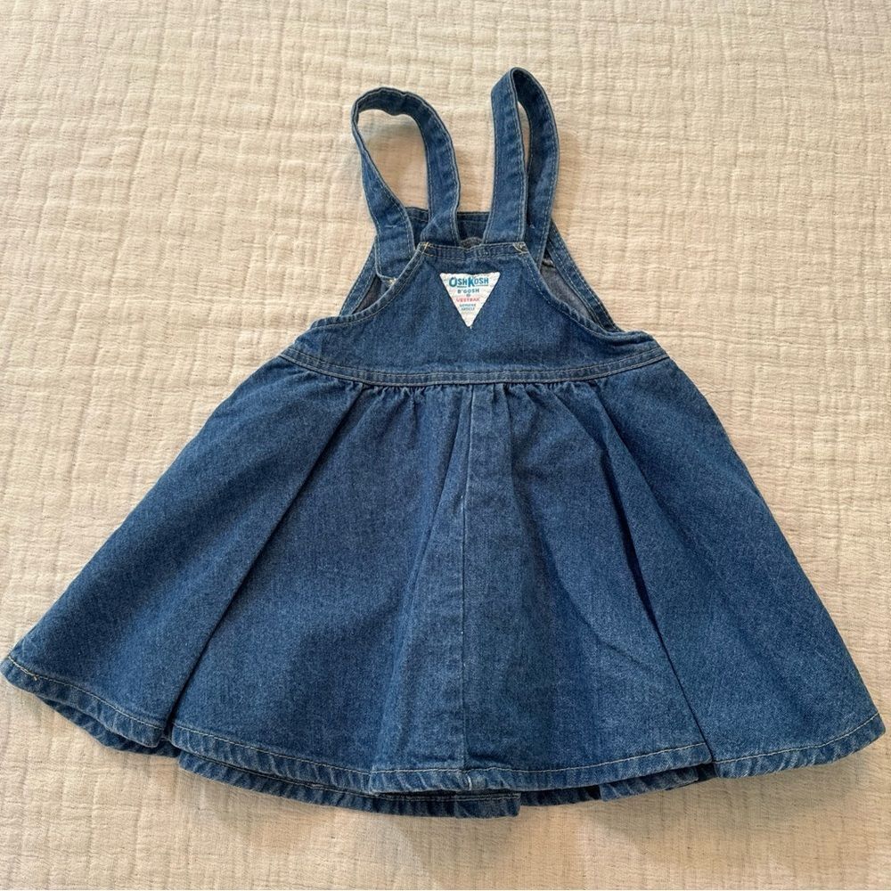 Vtg OshKosh B'gosh Girls Vestbak Denim Jean Jumper Dress Bib Overalls Sz 4 USA - Picture 3 of 6
